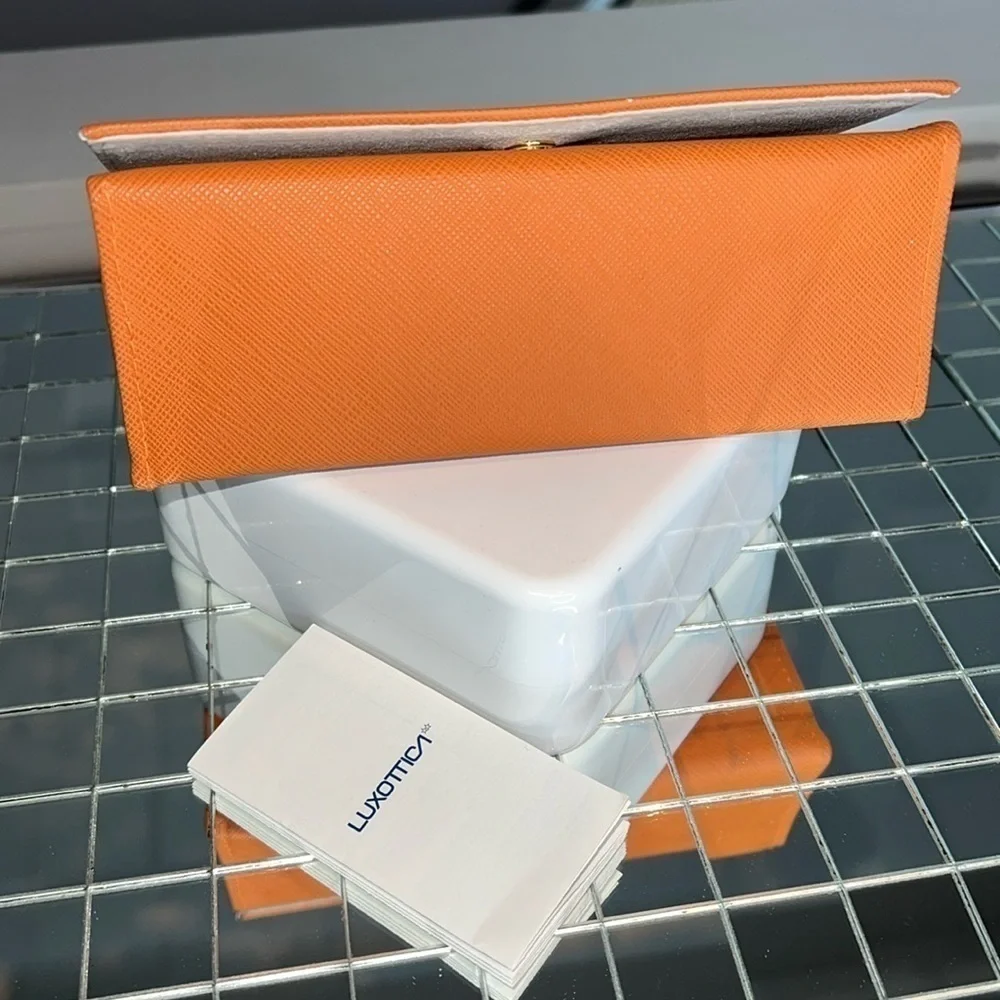 Tory Burch Crossgrain Orange Leather Large Sunglasses Case Clutch NEW